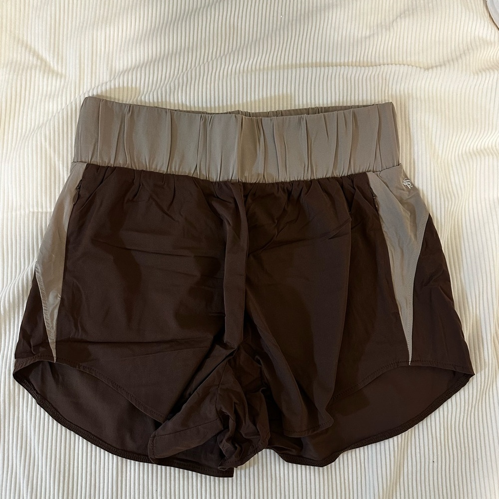 Altar'd State Two-Tone Brown and Taupe Athletic Shorts